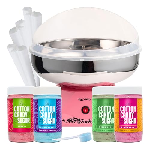 The Candery Cotton Candy Machine with Stainless Steel Bowl 2.0 and Floss Bundle- Flossing Sugar...