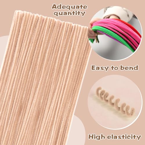 Image of 100 PCS Pipe Cleaners Craft, Light Brown Pipe Cleaners Bulk, Chenille Stem | Fuzzy Sticks Pipe Cleaners for Crafts Festival Home Decorations