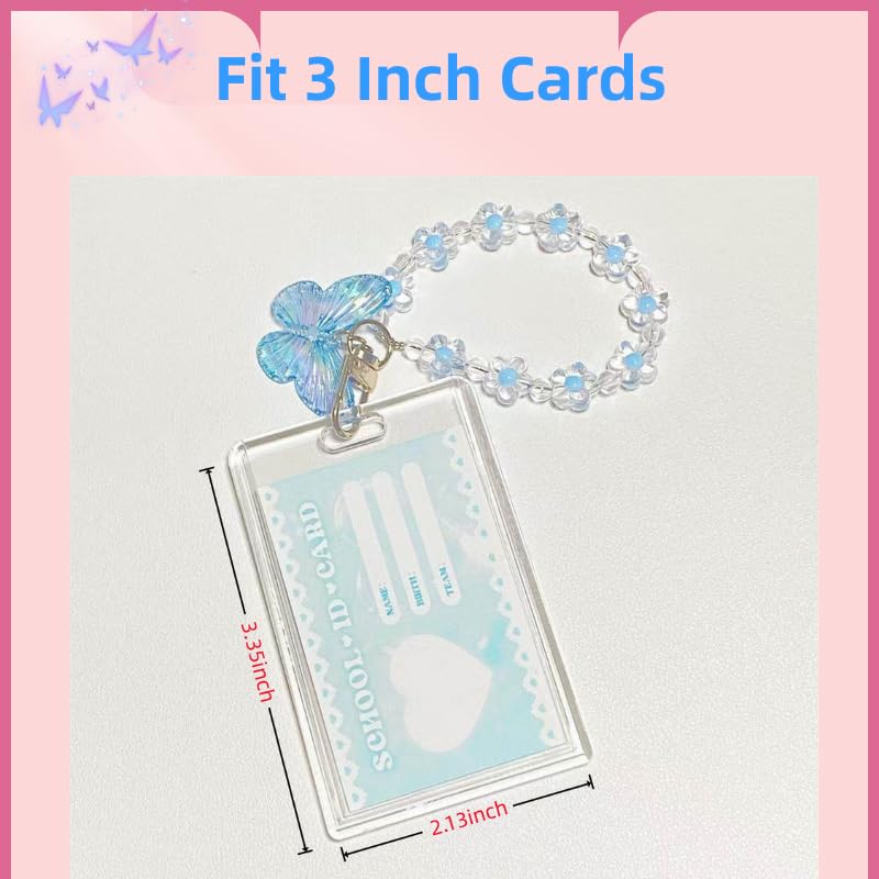 Hileapx Acrylic Butterfly Photocard Holder with Keychain, Cute Photo Card Holder for Kpop Album Card Credit Bank Card ID Badge Holders (No Photocard)