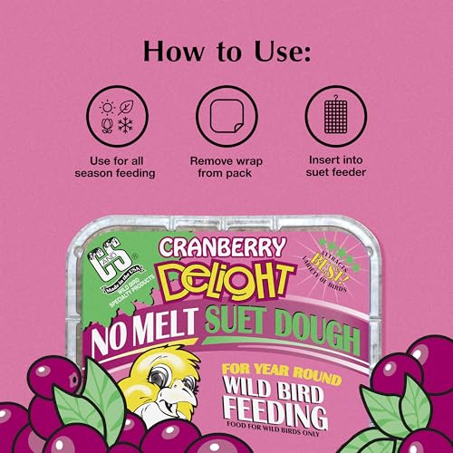 Image of C&S Cranberry Delight No Melt Suet Dough, Suet Cakes for Wild Birds Including Robins, Blue Jays, Bluebirds, Tanagers, Thrushes and More, 8 Pack