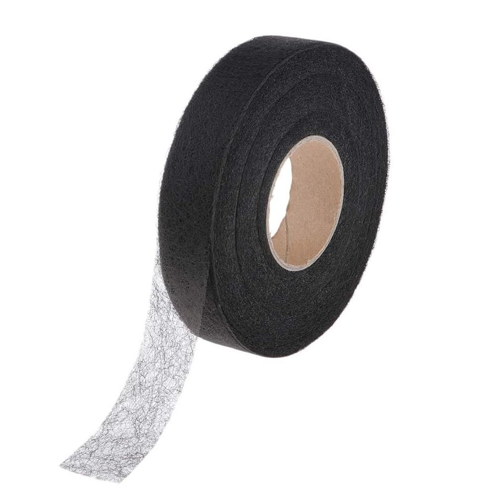 taśma do obszywania, 100M dwustronna taśma klejąca do obszywania tkaniny 15-30MM taśma klejąca samoprzylepna bez rolki do szycia do szycia odzieży(Black,30mm)