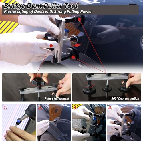 Super PDR 93PCS Paintless Dent Repair Kit, Car Dent Removal Tools, PDR Tools, Dent Puller Kit with Dent Lifter, Bridge Puller, Slide Hammer T-Bar for Car Body Dents, Kit Includes Glue Removal Tool