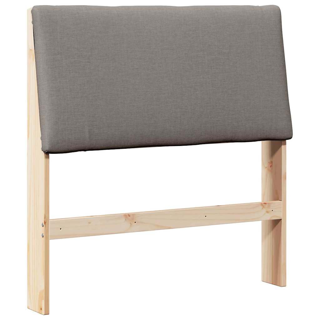 Tête de lit capitonnée taupe 90 cm bois massif pin