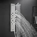 OUGOO Shower Panel System - Use 4 Functions Simultaneously: Rainfall Shower, Body Jets, Handheld and Tub Spout, Shower Tower Column with Adjustable Head, 304 Stainless Steel Brushed