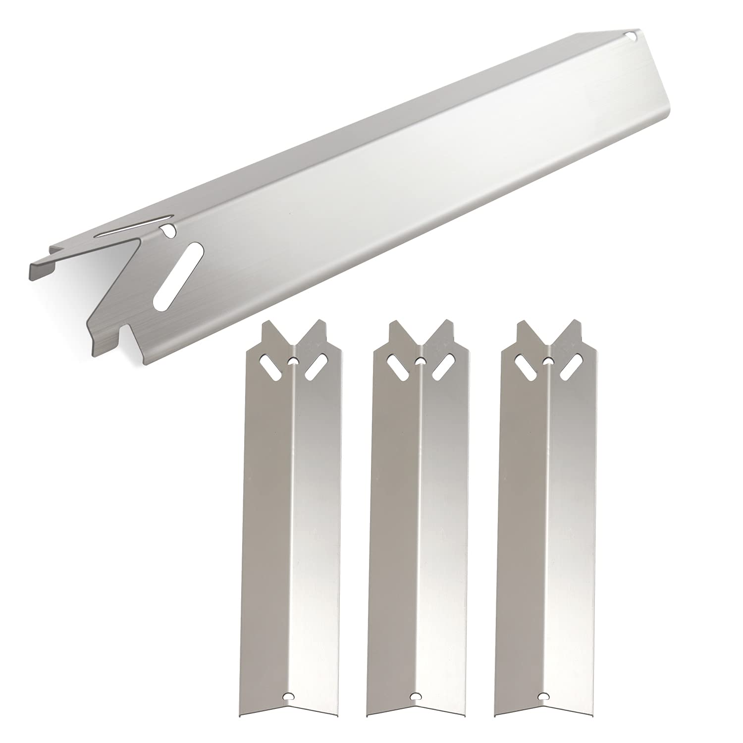 Zemibi Heat Plate Replacement for Brinkmann 810-4221-S, 810-6420-S Gas Grill Models, Heavy Duty Stainless Steel Burner Cover Flame Tamer, Heat Shield, Heat Tent Deflector, 14 7/8" x 3 1/8", 4-Pack