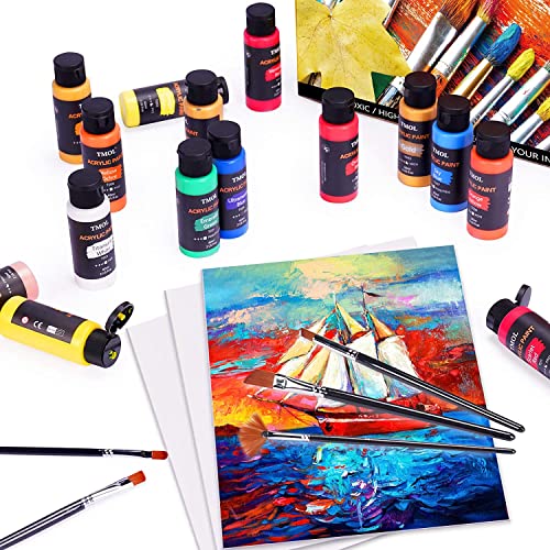Acrylic Paint Set, 48 Colors (2 Oz/Bottle) With 12 Art Brushes, Art Supplies For Painting Canvas, Wood, Ceramic & Fabric, Rich Pigments Lasting Quality For Beginners, Students & Professional Artist #TOP6