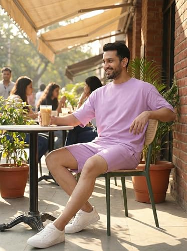 Image of Kvetoo Men Cotton T Shirt and Shorts Set Co Ord Set for Men Summer Casual Lounge Wear Gym Workout T Shirt Shorts Combo Half Sleeve Comfortable Cotton Outfit