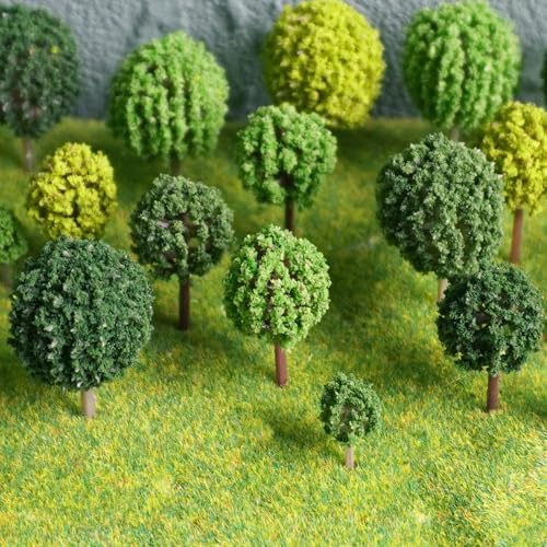 24Pcs Mini Model Trees Mixed Bush Trees Vegetation Groups Shrubs for Model Train Scenery Architecture Trees Model Scenery Trees Fake Trees with No Stands