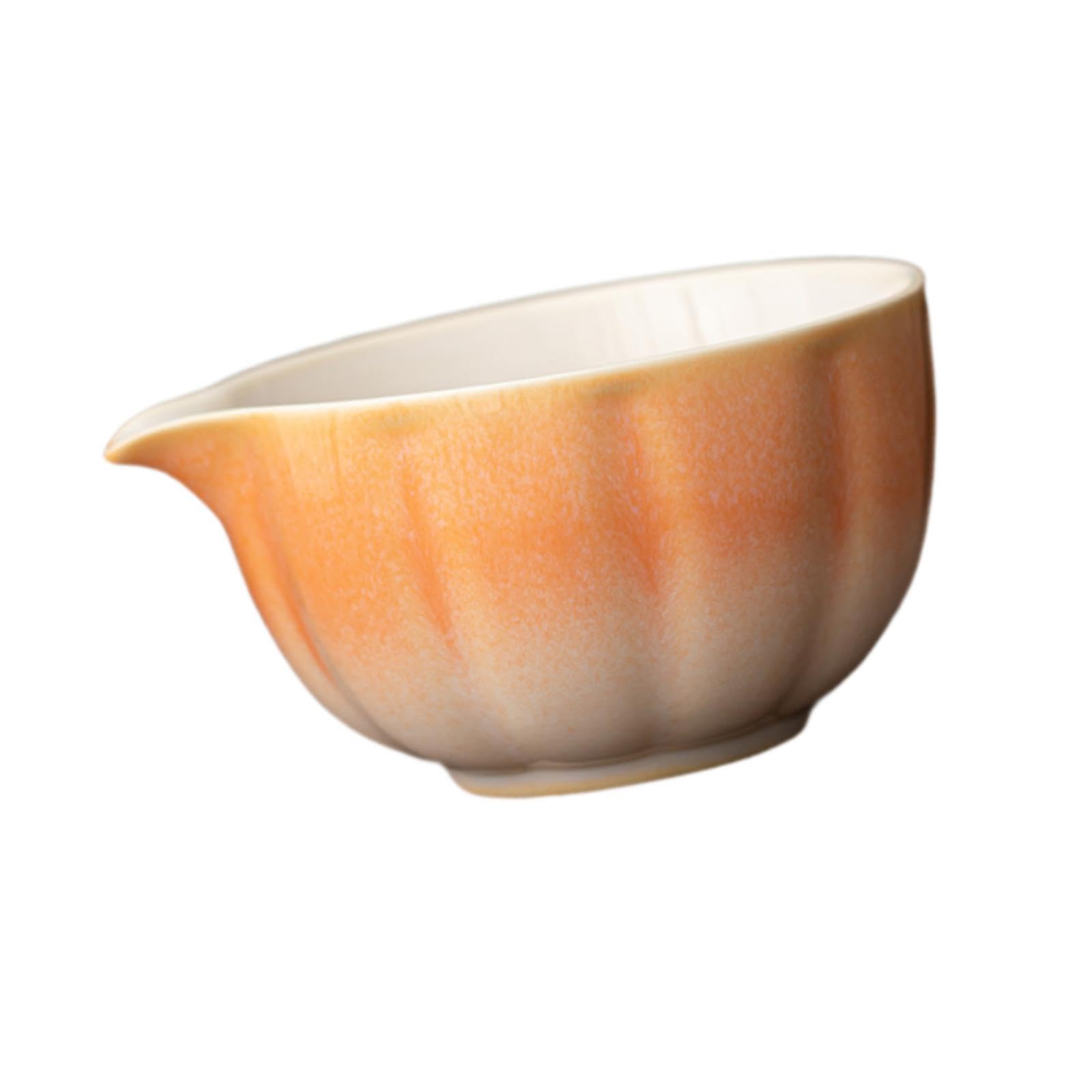 Bothyi Ceramic Matcha Bowl,Mixing Bowl with Pouring Spout,Gift 500ml Handmade Green Tea Cup,Matcha Bowl for Tea Lovers Friends Ceremony, orange