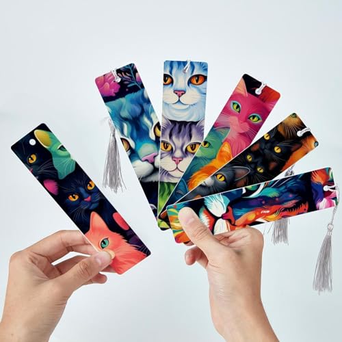 Marque-pages chat colorés (lot de 6) pour livre et lecture