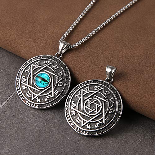 Hzman Blue Eyes Talisman Seal Solomon Six-Pointed Star 12 Constellation Pendant Stainless Steel Necklaces #TOP3