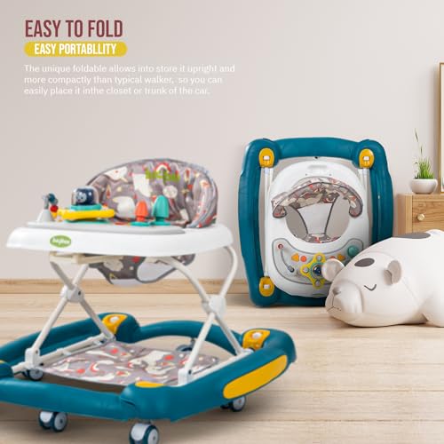 Image of Baybee 3 in 1 Awry Baby Walker for Kids with Rocker & Push Handle, Kids Walker with 3 Adjustable Height, Mat & Musical Toy Bar | Activity Walker for Baby | Push Walker Baby 6-18 Months Boy Girl (Blue)
