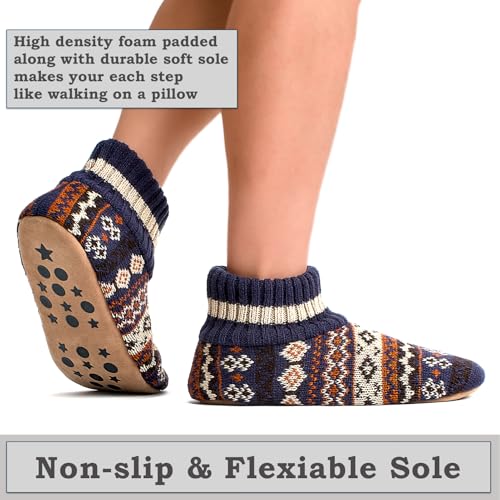 Mens Warm Slipper Socks with Grips, Fuzzy Indoor House Shoes Non-slip Sherpa Lined, Cozy Winter Cabin Slippers for Men Dad Husband Grandpa Boyfriend, Christmas Stocking Stuffers for Adults4
