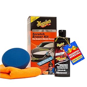 Meguiar’s Quik – Kit de borrador de arañazos, removedor de arañazos para reparar manchas en la superficie, kit de cuidado del automóvil con ScratchX, almohadilla montada en taladro y toalla de