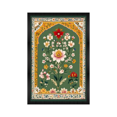 Image of Floral Botanical Premium Framed Wall Poster (12x18 Inch) | Indian Floral Wall Art | Home & Office Decor for Bedroom, Living Room & Workspace | Ready-to-Hang Display Frame