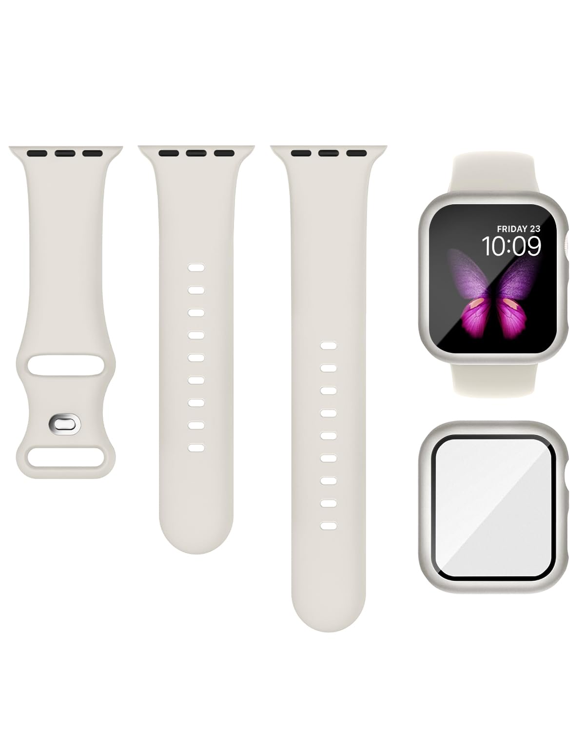 Sport Silicone Band and Case Compatible with Apple Watch Bands 38mm 40mm 41mm 42mm 44mm 45mm 46mm, Waterproof Apple Watch Strap & Screen Protector