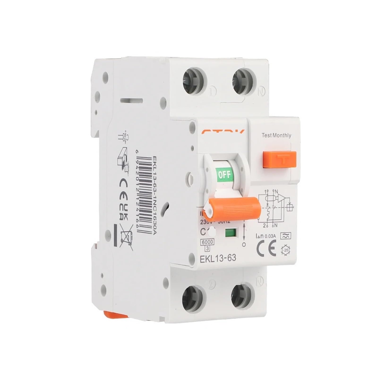 JNVFTCUX A Type 1P+N Residual Current Automatic Circuit Breaker with overcurrent Leakage Protection 6KA 2P DPN 30mA EKL13(10A)