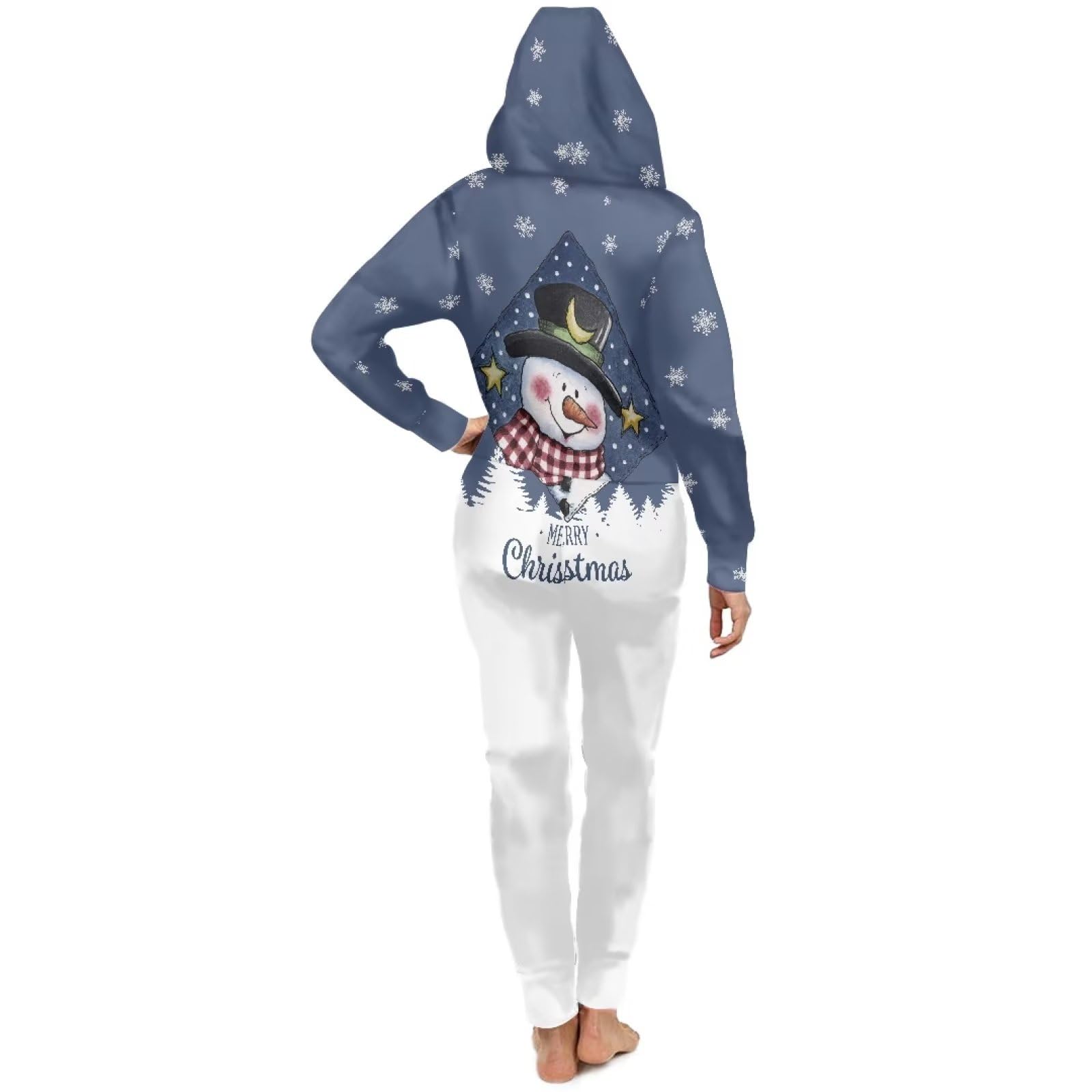 Showudesigns Pigiama intero per donne e uomini, tutina a maniche lunghe con cappuccio