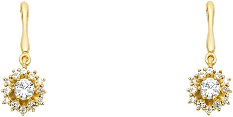 14k Yellow Gold Dangle Stud Earrings with Screw Back