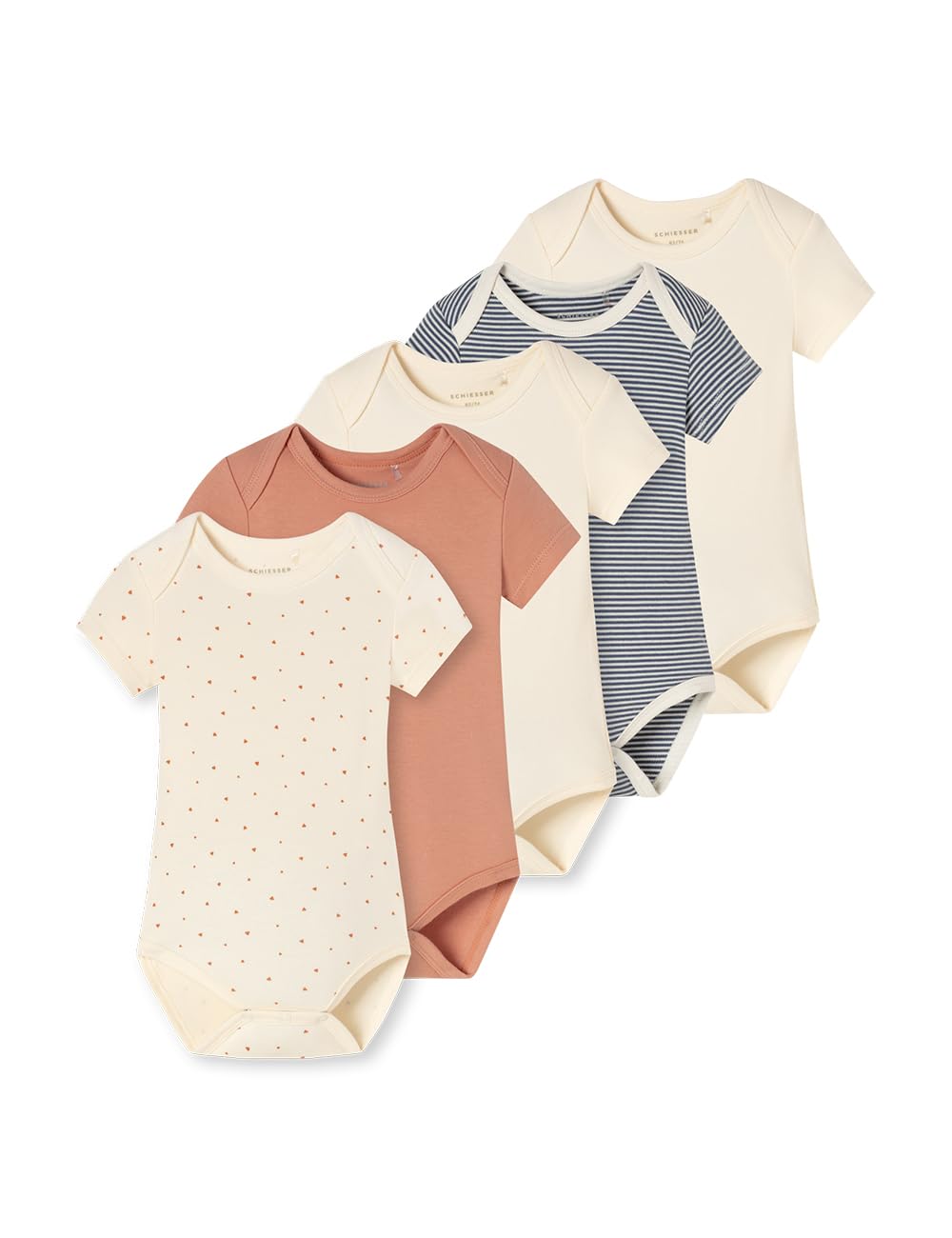 Schiesser Unisex Baby Baby- & Kleinkind-Strampelanzug 5pack Bodies Kurzarm - Baby Fine Rib
