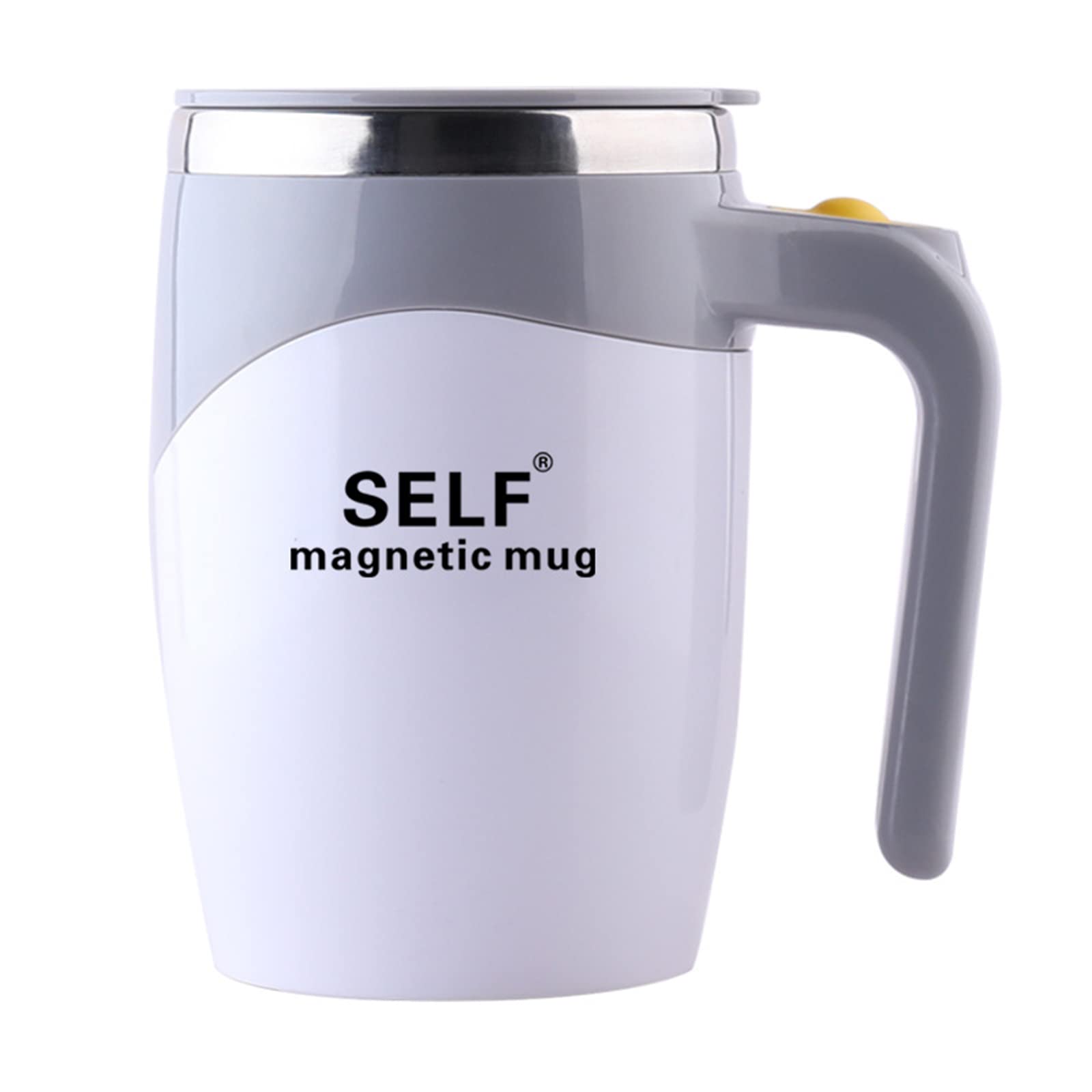 Mengshen Magnetic Automatic Stirring Mug 304 Stainless Steel Mug Battery Model Easy Stirring Brew Coffee Milk Cocoa and Other Drinks 400ml/14oz Home Office Travel Grey