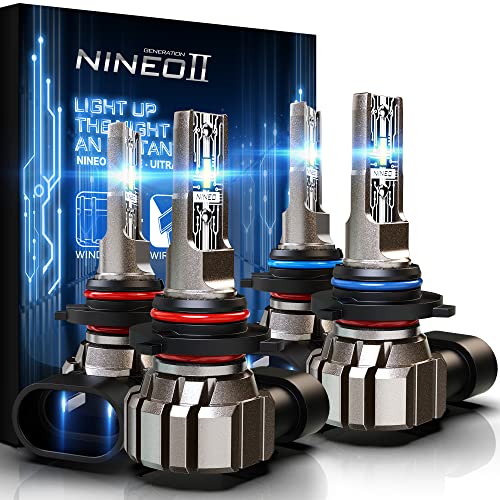 NINEO 9005 9006 Combo LED Bulbs , 24000LM HB3 HB4 Lights All-in-One Conversion Kits Fanless 6500K Xenon White Bright in-line Install Halogen Replacement Quiet Driving - Pack of 4