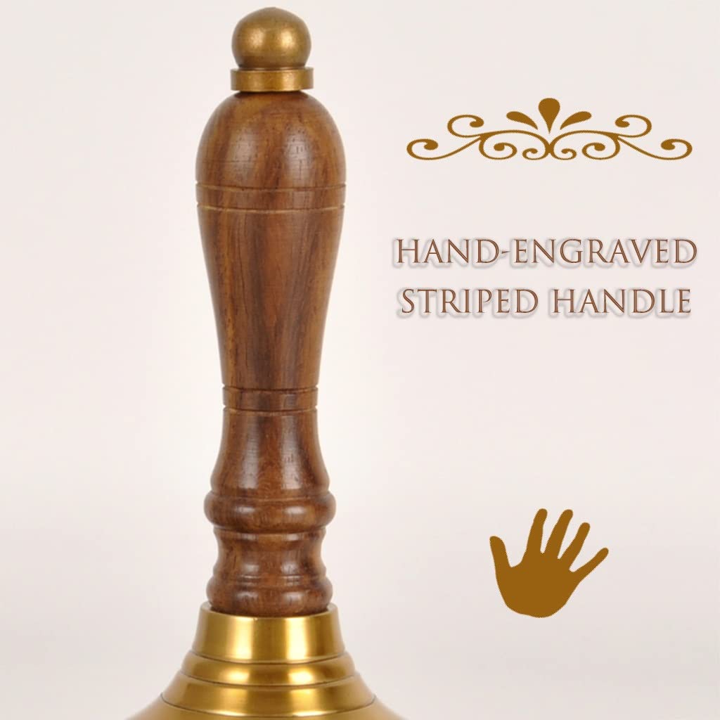 Handglocke, Messing-Handglocke, Hochzeitsglocken, handgefertigte Tischglocke aus Messinggeschirr, Rufglocke for Menschen mit Behinderungen, die Aufmerksamkeit erregen, (Farbe: Gold, Größe: 6,7 * 3,3 Z