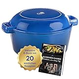 Ottia Cacerola de hierro fundido para hornear pan, ideal para hornear pan, horno holandés, asador con tapa, cacerola para todo tipo de cocinas e inducción, revestimiento esmaltado, 26 cm de diámetro