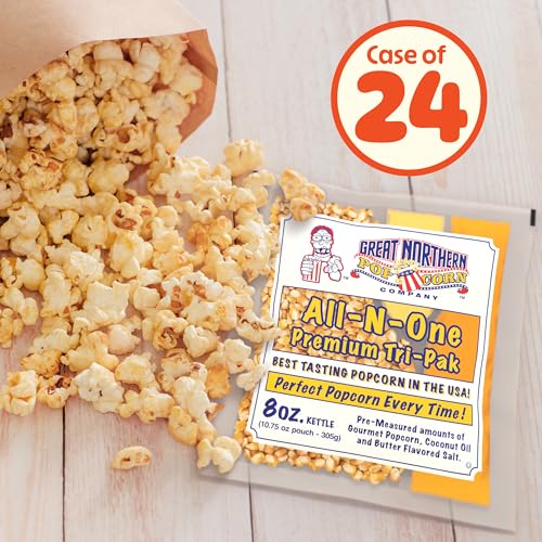 8oz Popcorn Machine Popcorn Packets - All-in-One Movie Theater Style Kernels, Salt, and Oil Packs by Great Northern Popcorn (24 Case) - image 2