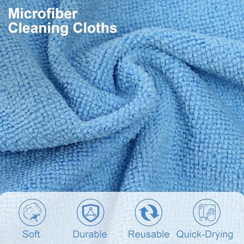 Image of Microfiber Cleaning Cloth Roll 20 Pack - Micro Fibre Cleaning Cloth Roll 25x25cm, Away Cleaning Towels - Reusable and Washable Cloths for Car, House, Garage or Kitchen,( 25 inchx 25 inchCM) (Sky Blue)