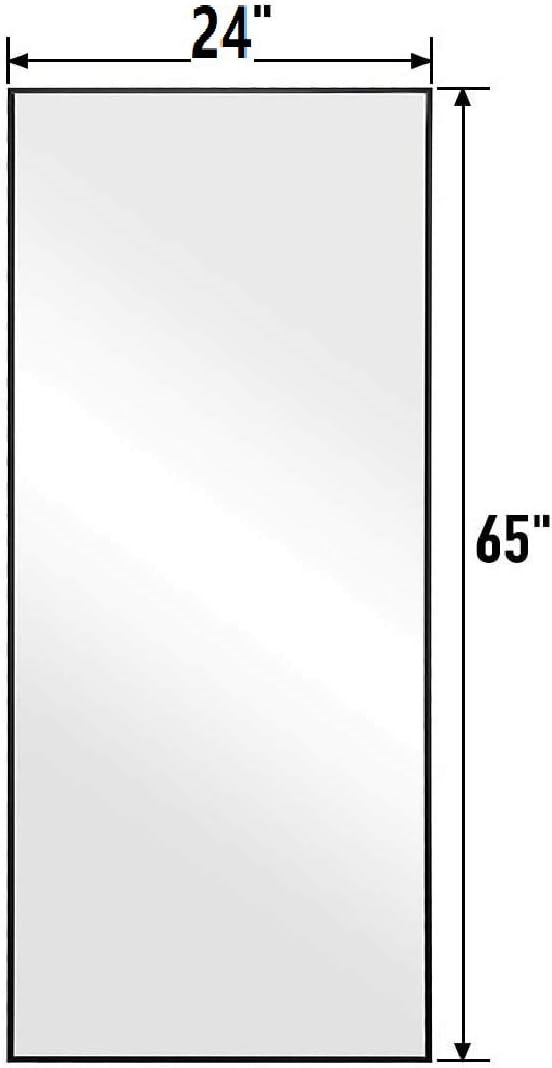 H & A 65"x24" Full Length Floor Mirror, Free Standing Dressing Mirror Bedroom (Black)
