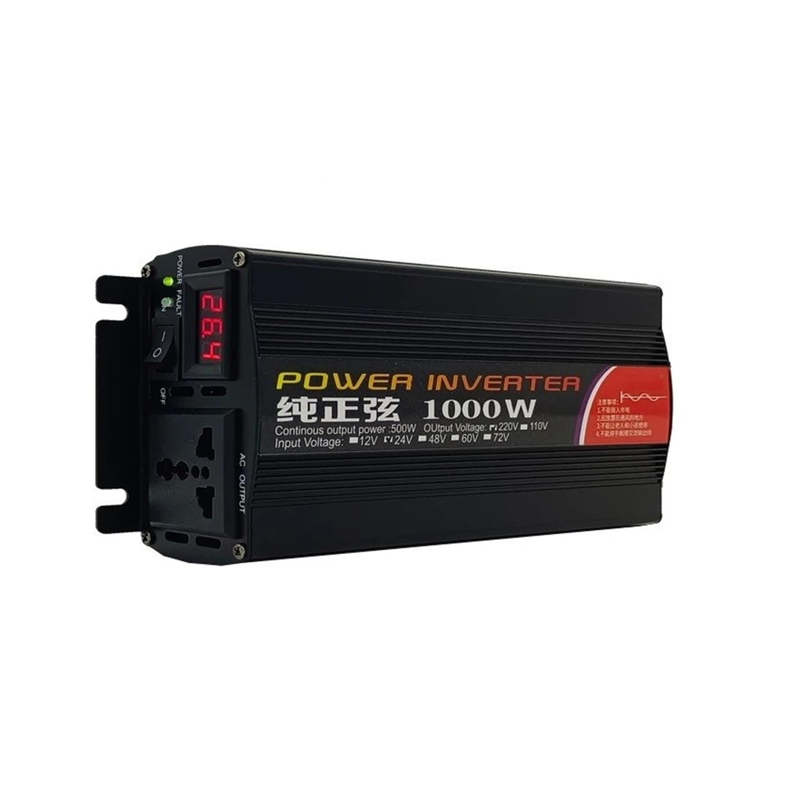 Inversores Solares para Coche 12 V 220 V para 110 V Onda Sinusoidal Pura CC 12 V 24 V 1000 W con Pantalla Digital Única Transformador(60V,110V(60Hz),Universal)