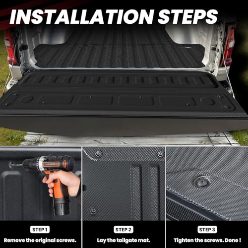 Image of LASFIT Truck Tailgate Mat 2020-2026 for Chevrolet Chevy Silverado & GMC Sierra 2500HD /3500HD (Not Fit MultiPro Tailgate), All Weather TPE Tailgate Protector for Chevrolet Accessories
