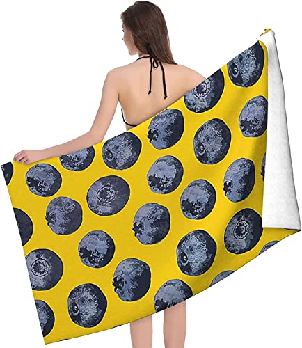 Winvacco Blueberry Motif Serviette De Plage Couverture Sable Preuve Natation Serviette De Bain pour Voyage Camping Sport 130 x 80 cm