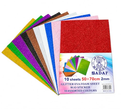Glitter Paper Foam Adhesive Sheets for Christmas Gift DIY 10Pcs Multicolor