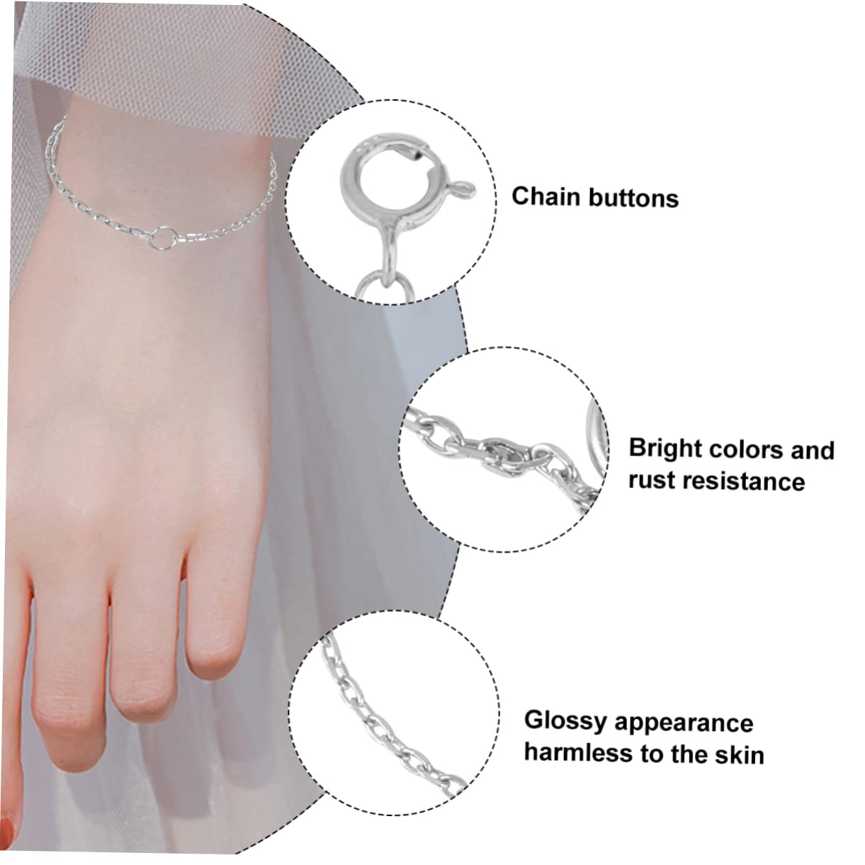 VILLCASE 9stücke Teiliges Kettenverlängerungen Aus Langlebigem Silber Für Armbänder Und Halsketten Mit Einzigartigem Design Und Praktischem Karabiner Für -schmuckgestaltung