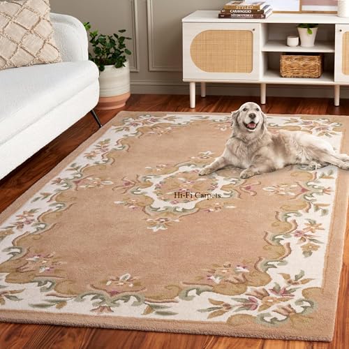 Image of 8x12 Ft Wool Tufted Carpet - Extra Large Handmade Wool Rug for Spacious Bedrooms & Living Rooms