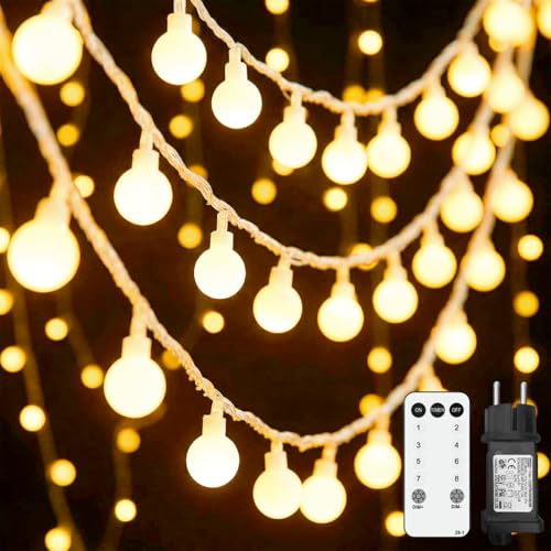 Kimuwote Guirnalda Luces, 15M 100LED Cadena de Luces Para Exterior/Interior con Enchufe, Guirnaldas Luminosas Decorativas Para Habitación Infantil, Balcones, Jardín, Arbol de Navidad(Blanco Cálido)