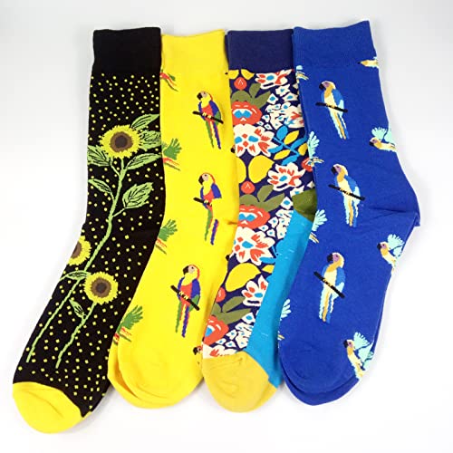 Image of HSELL Womens Novelty Socks with Colorful Flower Design Fancy Gift for Mom Lady Breathable Cotton Socks for Daily Wear