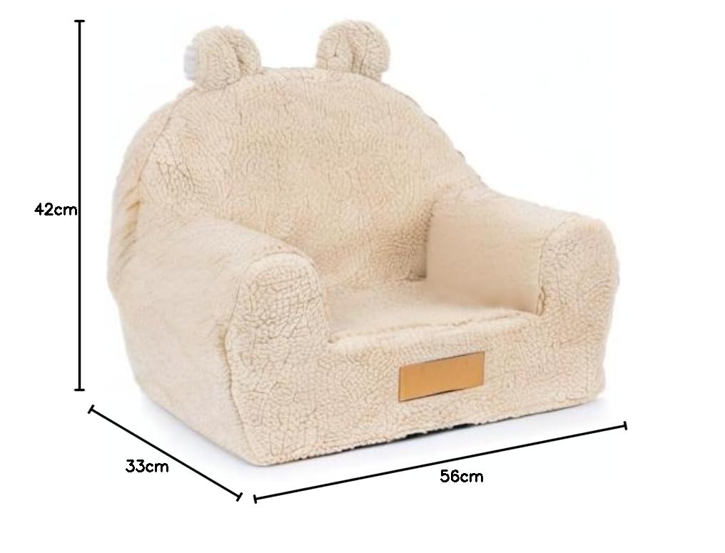 Flumi Fauteuil Personnalisé pour Enfant, Mini Siège pour Bébé, Chaise pour Chambre d'enfant ou Salle de Jeux avec Gravure du Nom (Beige foncé)