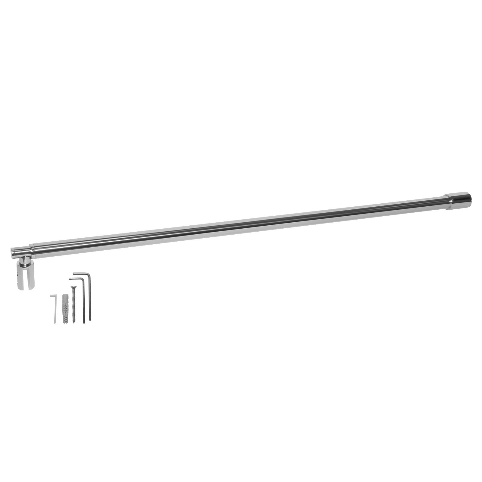 Schulte barre stabilisation téléscopique 122cm chromée douche verre 6/8mm | recoupable