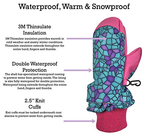 image for N'Ice Caps Kids Waterproof Snow Mittens Cold Weather Thinsulate Insula