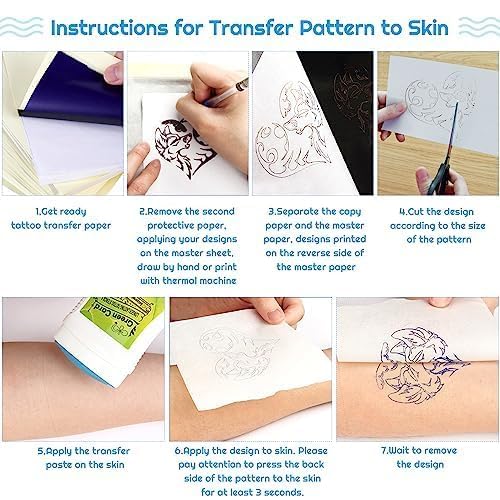 5 Pcs Stencil Paper for Tattooing, Easy Transfer, Certified Vegan, with High-Visibility Purple Dye 1