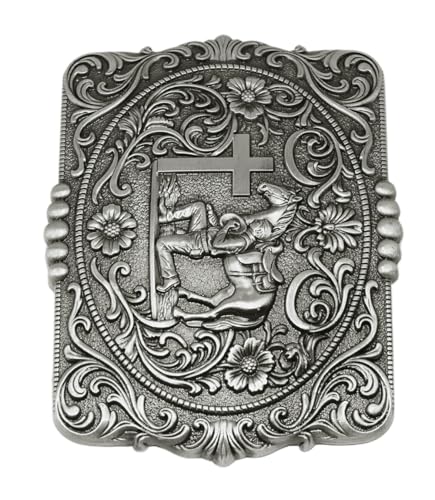 Image of Moranse Cross Cowboy Kneeling Prayer Horse Zinc Alloy Belt Buckles