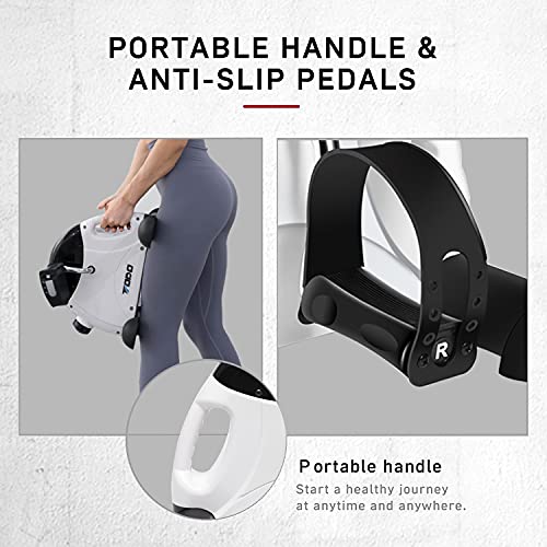 TODO Exercise Bike Pedal Exerciser Foot Peddler Portable Therapy Bicycle with Digital Monitor (WHITE)