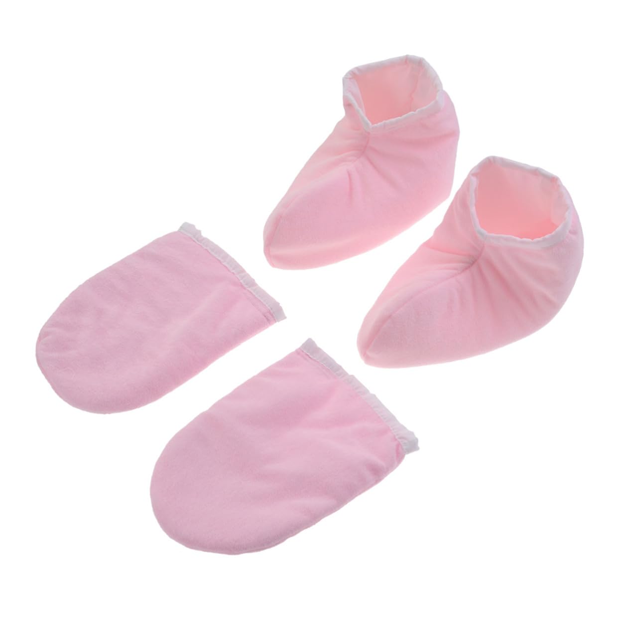 Beaupretty 2 Pairs Paraffin Bath Liners Gloves Cloth Mitts for Hand Foot Spa Cover Insulated Therapy Gloves for Heat Treatment Pink