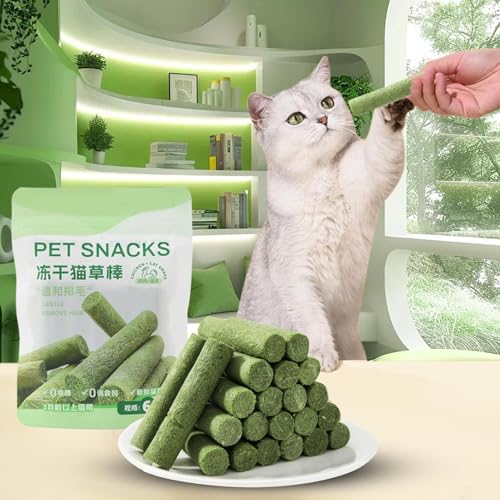 Cat Teething Sticks - Cat Grass Teething Stick - Hairball Removal Freeze-Dried Chicken Treats - Natural Care Chews For Teeth Cleaning, Appetite Boosting For Indoor Kittens & Adult Cats – Image 3