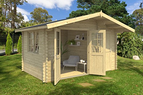 Gartenhaus G55 inkl. Fußboden - 40 mm Blockbohlenhaus, Grundfläche: 15,20 mu00b2, Satteldach