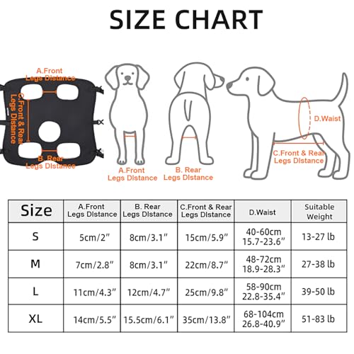 Duuclume Hunde-Hebegeschirr, Notfall-Rucksack-Haustier-Bein-Unterstützung & Rehabilitation Hunde-Sling-Träger, Verstellbare Hebegurte Hunde-Träger für Senioren Alte Hunde Gelenkverletzungen Arthritis