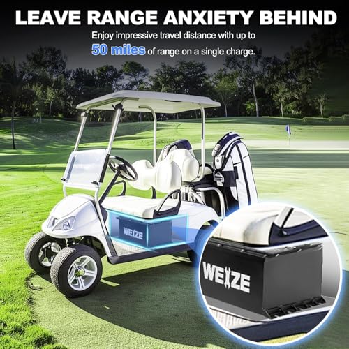 Image of WEIZE 36V(38.4V) 105Ah Golf Cart Bluetooth Lithium Battery (Replace 6x6V GC2) with 25A Lithium Charger & LCD Display, Grade A Cells, 200A BMS, 600A Peak Discharge LiFePO4 Battery for Golf Carts